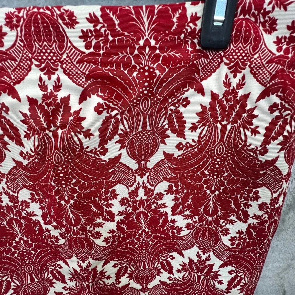 Talbots Red Ivory‎ Damask Pencil Skirt Size 8 Baroque Regencycore Professional